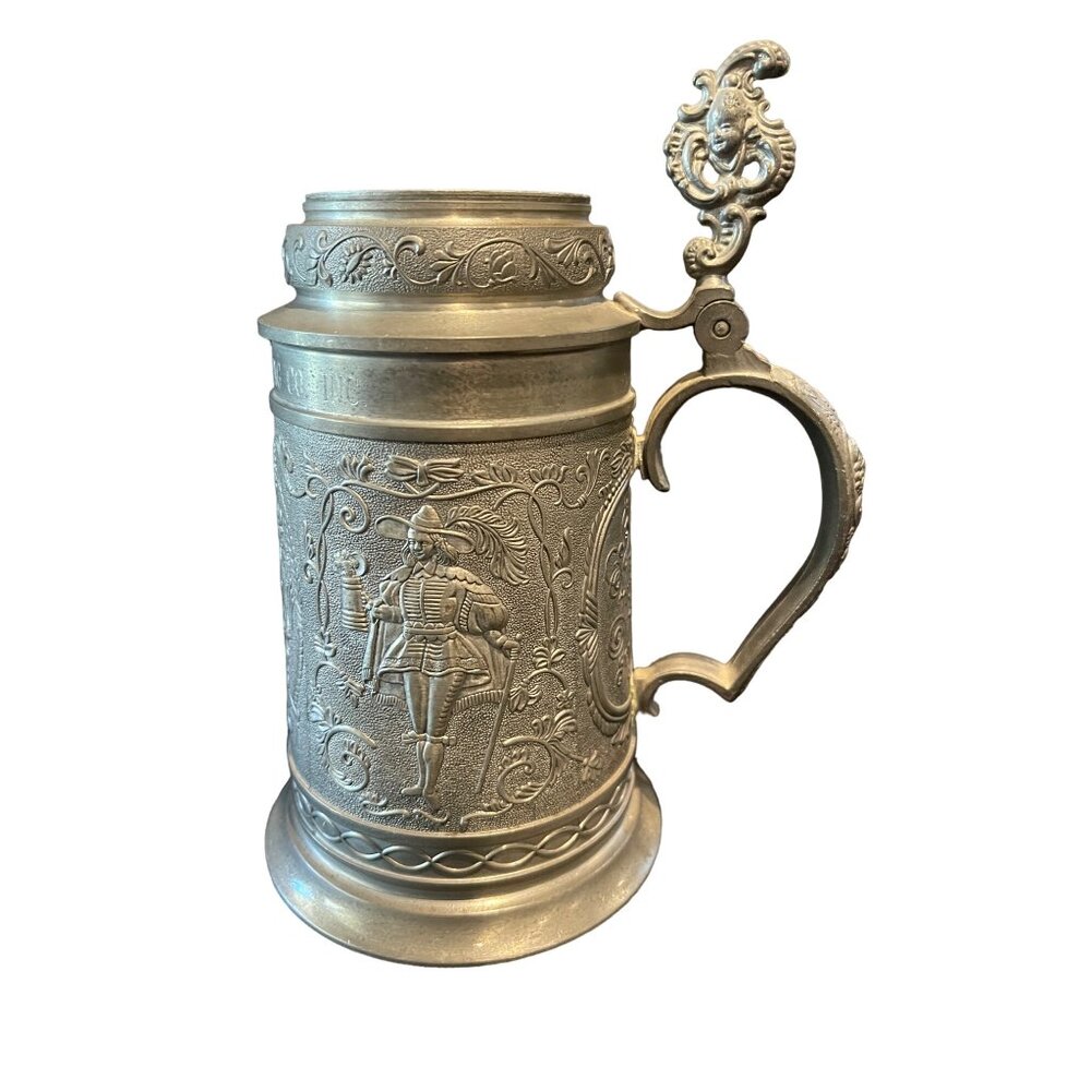 RARE Vtg Miller President’s Club 1983 German Pewter Beer Stein Tankard w/ Lid 8" - Picture 3 of 15